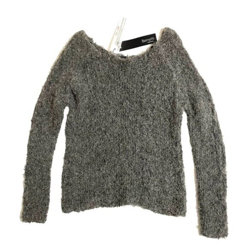 Berretti Grey Boucle Sweater Wool Blend Pullover Made in Italy Sz S NWT